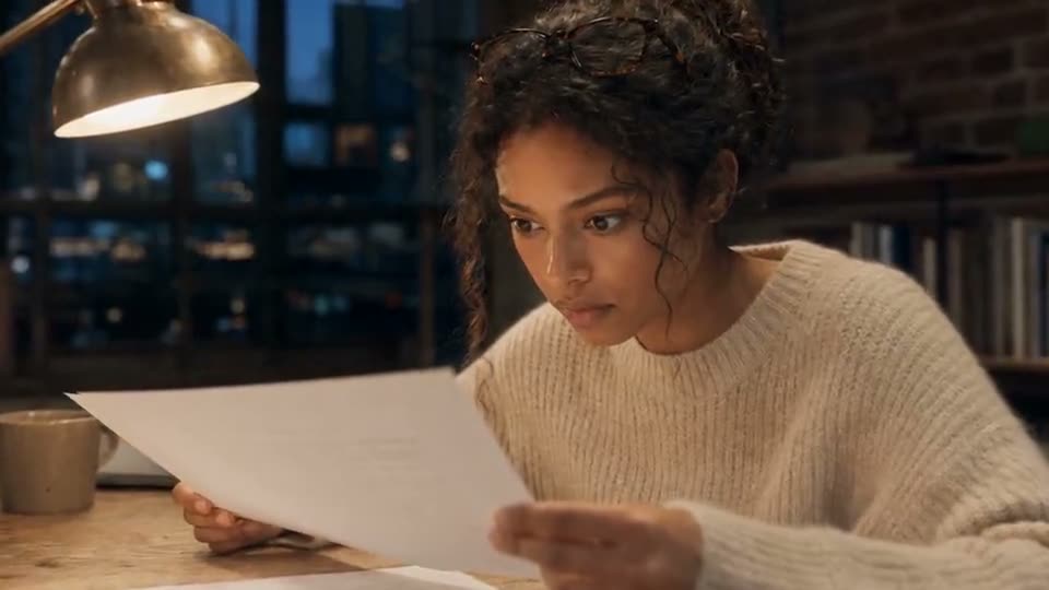 A person at a desk late at night.